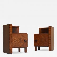  De Coene Fr res A Pair of De Coene Fr res Art Deco Nightstands in Thuya Veneer Belgium 1930s - 4610022