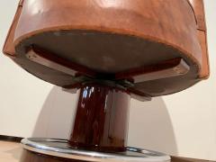  De Coene Fr res Art Deco Swivel Chair De Coene Freres Leather Rosewood France circa 1930 - 3927734