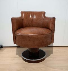  De Coene Fr res Art Deco Swivel Chair De Coene Freres Leather Rosewood France circa 1930 - 3927736