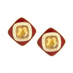  De Vroomen Leo De Vroomen Citrine and Enamel Earrings - 448336