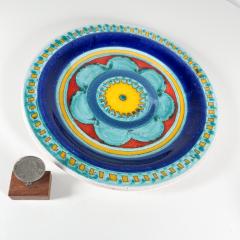  DeSimone 1960s DeSimone Pottery Italy Ceramic Art Plate Hand Painted Turquoise Flower - 2930344