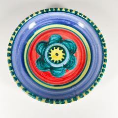  DeSimone 1960s DeSimone Pottery Italy Colorful Ceramic Art Plate Aqua Flower Bowl - 2930336