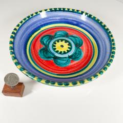  DeSimone 1960s DeSimone Pottery Italy Colorful Ceramic Art Plate Aqua Flower Bowl - 2930338