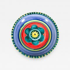  DeSimone 1960s DeSimone Pottery Italy Colorful Ceramic Art Plate Aqua Flower Bowl - 2930724