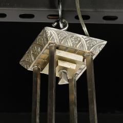  Degu Art Deco Stylized Cubist Molded Frosted Glass Chandelier by Degu  - 3819249