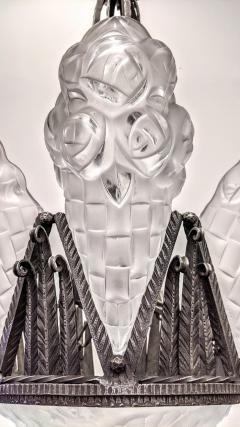  Degu French Art Deco Chandelier Signed Degu Eight Panels - 3940906