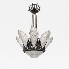  Degu French Art Deco Chandelier Signed Degu Eight Panels - 4076169