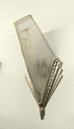  Degu French Art Deco Geometric Wall Sconces Signed by Degue - 3942157
