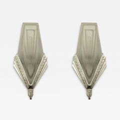  Degu French Art Deco Geometric Wall Sconces Signed by Degue - 3959239