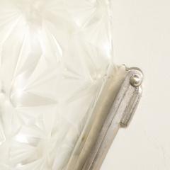  Degu Pair of Art Deco Frosted Glass Silvered Bronze Slip Shade Sconces signed Degu  - 4377108