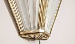  Degu Pair of French Art Deco Geometric Wall Sconces Signed by Degu - 3942434