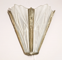  Degu Pair of French Art Deco Geometric Wall Sconces Signed by Degu - 3942435