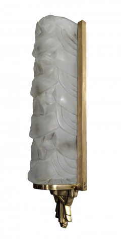  Degu Pair of French Art Deco Petals Wall Sconces Signed by Degue - 3942494