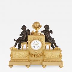  Delafontaine Napoleon III period gilt and patinated bronze clock by Delafontaine - 2502543