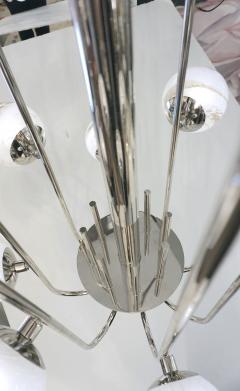  Delta Bespoke Italian Alabaster White Murano Glass Nickel Curved Globe Chandelier - 2152929