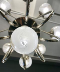  Delta Bespoke Italian Alabaster White Murano Glass Nickel Curved Globe Chandelier - 2152933