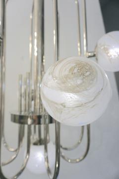  Delta Bespoke Italian Alabaster White Murano Glass Nickel Curved Globe Chandelier - 2152935