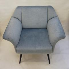  Delta Cosulich Interiors Italian Mid Century Modern Style Pair of Aquamarine Armchairs - 2153170