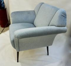  Delta Cosulich Interiors Italian Mid Century Modern Style Pair of Aquamarine Armchairs - 2153172