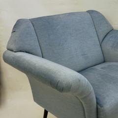  Delta Cosulich Interiors Italian Mid Century Modern Style Pair of Aquamarine Armchairs - 2153174