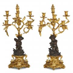  Deni re et Fils Antique Rococo Louis XV style ormolu and patinated bronze clock set by Deni re - 4084514