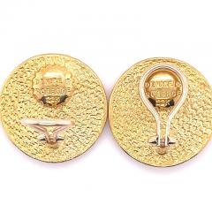  Denise Roberge 22k Gold Vintage Roman Coin Motif Round Earrings Signed Denise Roberge - 3558842