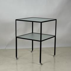  Design Fr res Chic quilibre Blackened Steel Glass Side Table on Casters by Design Fr res - 4329664