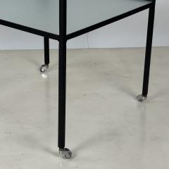  Design Fr res Chic quilibre Blackened Steel Glass Side Table on Casters by Design Fr res - 4329665