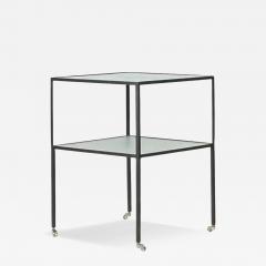  Design Fr res Chic quilibre Blackened Steel Glass Side Table on Casters by Design Fr res - 4329768
