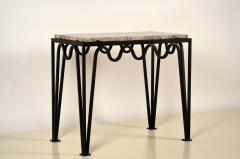  Design Fr res M andre Black Iron and Silver Travertine Side Table by Design Fr res - 1339207