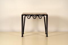  Design Fr res M andre Black Iron and Silver Travertine Side Table by Design Fr res - 1339211