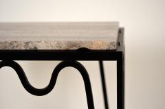  Design Fr res M andre Black Iron and Silver Travertine Side Table by Design Fr res - 1339212