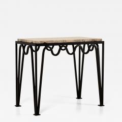  Design Fr res M andre Black Iron and Silver Travertine Side Table by Design Fr res - 1341625