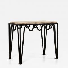  Design Fr res M andre Black Iron and Silver Travertine Side Table by Design Fr res - 1341625