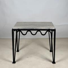 Design Fr res M andre Black Iron and Silver Travertine Side Table by Design Fr res - 4284116