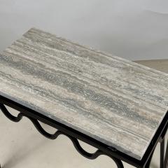  Design Fr res M andre Black Iron and Silver Travertine Side Table by Design Fr res - 4284117
