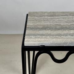  Design Fr res M andre Black Iron and Silver Travertine Side Table by Design Fr res - 4284119