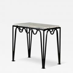  Design Fr res M andre Black Iron and Silver Travertine Side Table by Design Fr res - 4287875