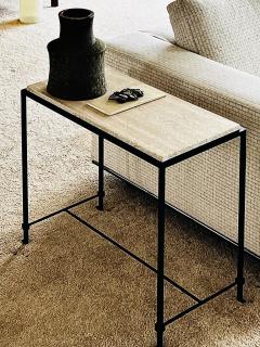  Design Fr res Narrow Diagramme Travertine Side or End Table by Design Fr res - 4387533