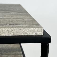  Design Fr res Pair of 2 Tier Entretoise End Tables in Silver Travertine by Design Fr res - 4386742
