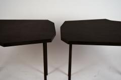  Design Fr res Pair of Asymmetrical D cagone Black Leather Side Tables by Design Fr res - 1250704