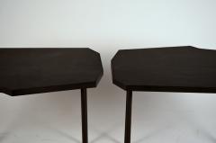  Design Fr res Pair of Asymmetrical D cagone Black Leather Side Tables by Design Fr res - 1250709