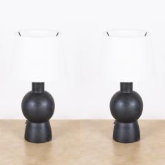  Design Fr res Pair of Black Bilboquet Stoneware Lamps by Design Fr res - 3180615
