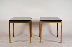  Design Fr res Pair of Chic Caisson Solid Brass and Black Lacquer End Tables by Design Fr res - 1274916