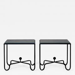  Design Fr res Pair of Chic Grey Slate Entretoise Side Tables by Design Fr res - 1540172