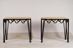  Design Fr res Pair of Chic M andre Black Iron and Travertine Side Tables by Design Fr res - 1293164