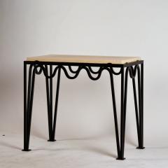  Design Fr res Pair of Chic M andre Black Iron and Travertine Side Tables by Design Fr res - 1293183