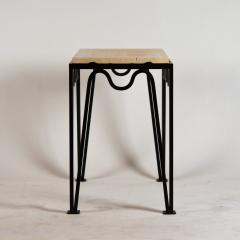  Design Fr res Pair of Chic M andre Black Iron and Travertine Side Tables by Design Fr res - 1293184