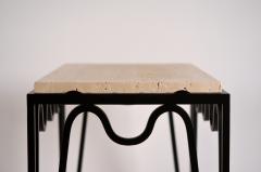  Design Fr res Pair of Chic M andre Black Iron and Travertine Side Tables by Design Fr res - 1293186