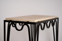  Design Fr res Pair of Chic M andre Black Iron and Travertine Side Tables by Design Fr res - 1293188